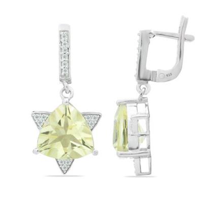 NATURAL LEMON TOPAZ GEMSTONE CLASSIC EARRINGS IN 925 SILVER