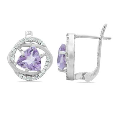 GENUINE BRAZILIAN AMETHYST GEMSTONE CLASSIC EARRINGS IN 925 STERLING SILVER – JEWELPIN