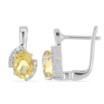 BUY REAL CITRINE GEMSTONE CLASSIC EARRINGS IN STERLING SILVER