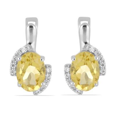 BUY REAL CITRINE GEMSTONE CLASSIC EARRINGS IN STERLING SILVER