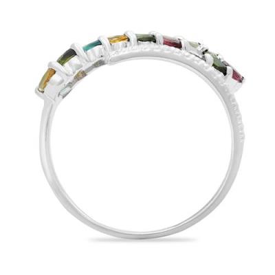 BUY NATURAL MULTI TOURMALINE GEMSTONE LEAF RING  IN 925 SILVER