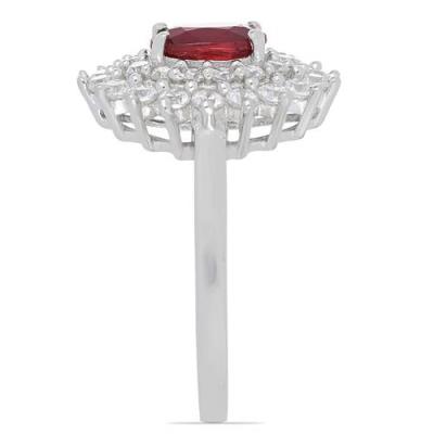 BUY 925 SILVER NATURAL RUBY GEMSTONE STYLISH HALO RING