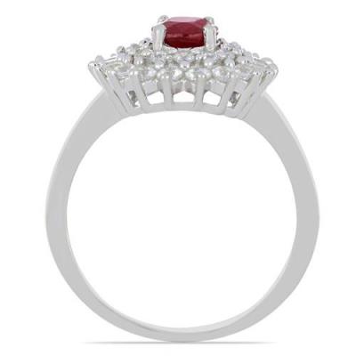 BUY 925 SILVER NATURAL RUBY GEMSTONE STYLISH HALO RING