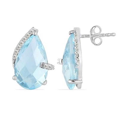 BUY STERLING SILVER REAL SMOKY GEMSTONE PEAR-SHAPED CLASSIC EARRINGS WITH CUBIC ZIRCONIA – JEWELPIN WHOLESALE