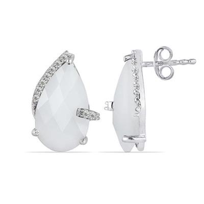 BUY STERLING SILVER REAL SMOKY GEMSTONE PEAR-SHAPED CLASSIC EARRINGS WITH CUBIC ZIRCONIA – JEWELPIN WHOLESALE
