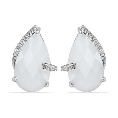 BUY STERLING SILVER REAL SMOKY GEMSTONE PEAR-SHAPED CLASSIC EARRINGS WITH CUBIC ZIRCONIA – JEWELPIN WHOLESALE