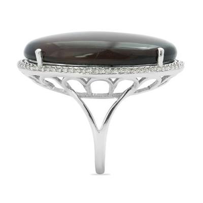 BUY 925 SILVER GENUINE SMOKY GEMSTONE BIG STONE RING