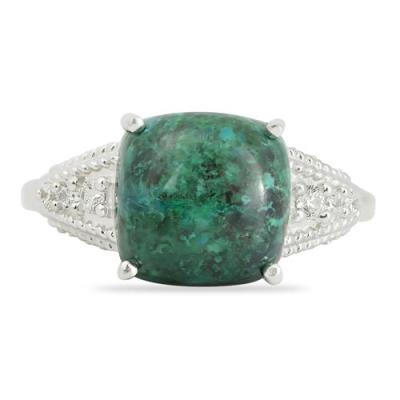 BUY 925 STERLING SILVER CLASSIC RING WITH NATURAL CHRYSOCOLLA GEMSTONE