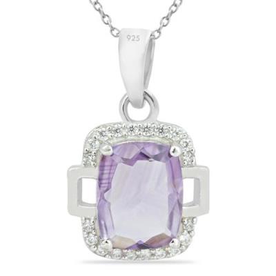 REAL BRAZILIAN AMETHYST GEMSTONE CLASSIC PENDANT IN 925 SILVER