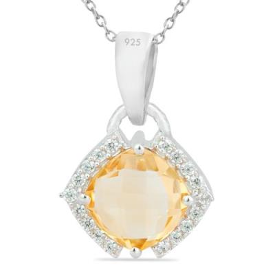 BUY REAL CITRINE GEMSTONE CLASSIC PENDANT IN 925 SILVER 
