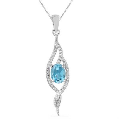 BUY 925 SILVER NATURAL LONDON BLUE TOPAZ SINGLE STONE PENDANT