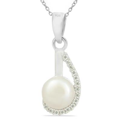 BUY STERLING SILVER NATURAL WHITE PEARL GEMSTONE PENDANTS