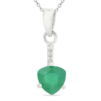 BUY REAL GREEN ONYX GEMSTONE CLASSIC PENDANT IN STERLING SILVER