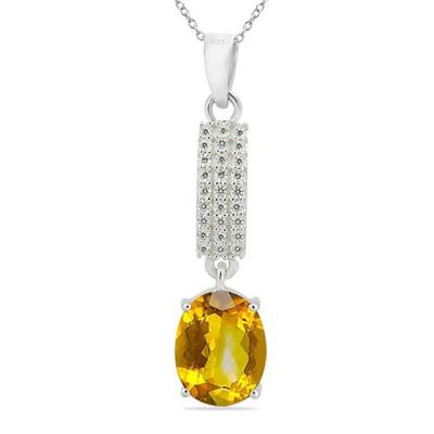 BUY 925 SILVER  NATURAL CITRINE GEMSTONE CLASSIC PENDANT