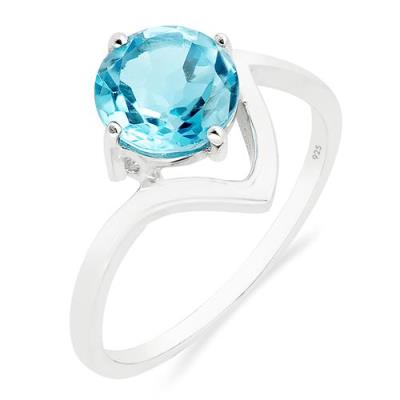 BUY REAL SWISS BLUE TOPAZ GEMSTONE RING IN 925 SILVER