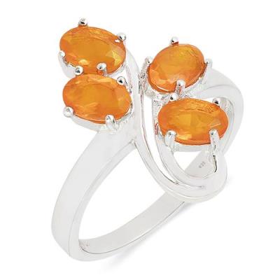 BUY NATURAL ORANGE ETHIOPIAN OPAL GEMSTONE RING IN 925 SILVER