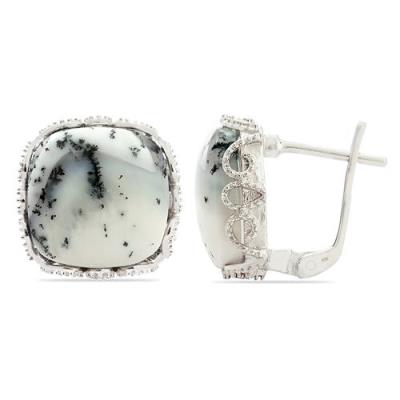 DENDRATIC AGATE GEMSTONE BIG STONE EARRINGS IN 925 STERLING SILVER – WHOLESALE JEWELRY SUPPLIER
