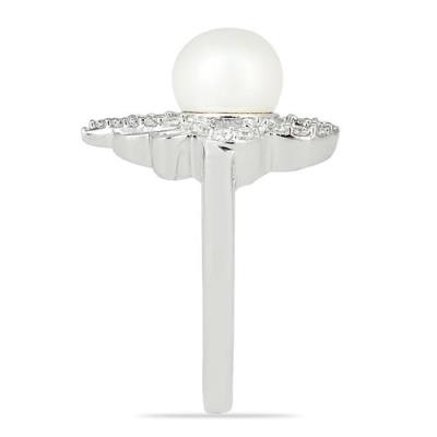 BUY 925 STERLING SILVER NATURAL WHITE FRESHWATER PEARL GEMSTONE RING