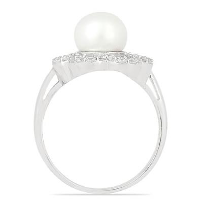 BUY 925 STERLING SILVER NATURAL WHITE FRESHWATER PEARL GEMSTONE RING