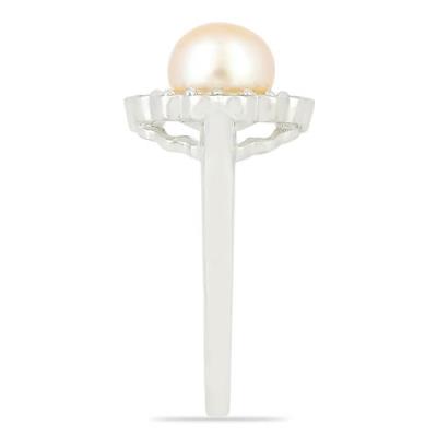 BUY NATURAL PEACH PEARL GEMSTONE RING IN STERLING SILVER