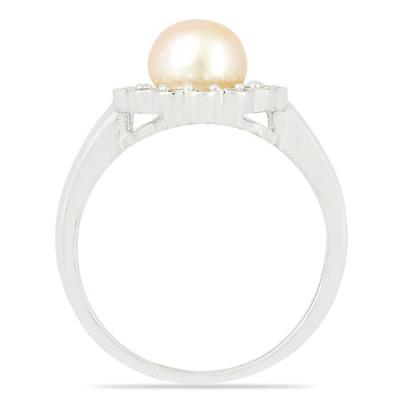 BUY NATURAL PEACH PEARL GEMSTONE RING IN STERLING SILVER
