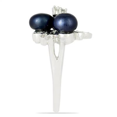 BUY UNIQUE BLACK FRESHWATER PEARL GEMSTONE RING  IN 925 SILVER