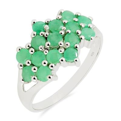 BUY REAL EMERALD CLUSTER RING IN 925 STERLING SILVER