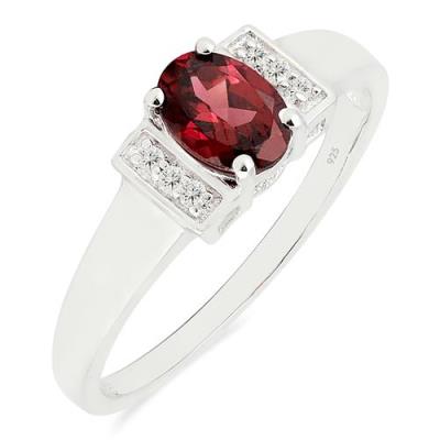 BUY NATURAL GARNET GEMSTONE CLASSIC RING IN STERLING SILVER