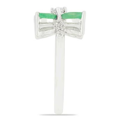 BUY STERLING SILVER NATURAL EMERALD GEMSTONE FLOWER RING