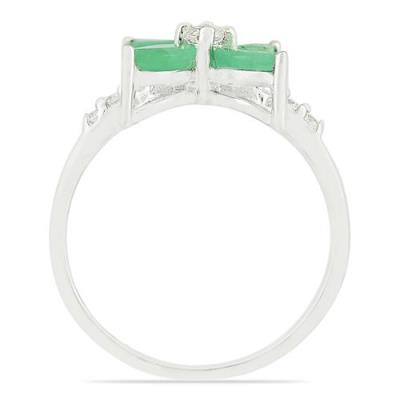 BUY STERLING SILVER NATURAL EMERALD GEMSTONE FLOWER RING