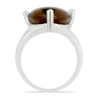 BUY REAL SMOKY GEMSTONE BIG STONE RING IN STERLING SILVER