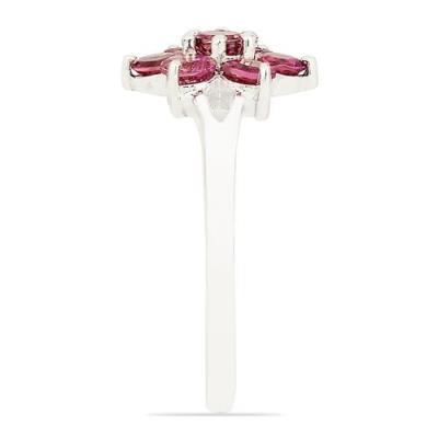 BUY STERLING SILVER NATURAL PINK TOPAZ GEMSTONE CLUSTER RING