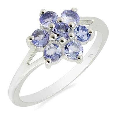 BUY STERLING SILVER NATURAL PINK TOPAZ GEMSTONE CLUSTER RING