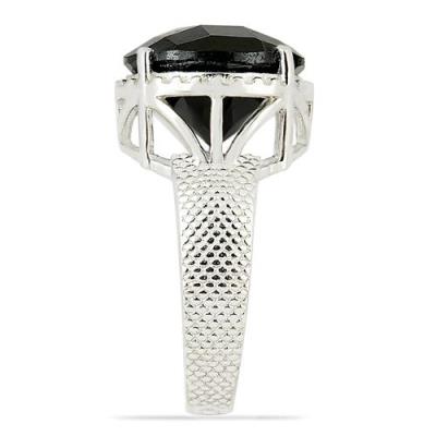 BUY NATURAL BLACK ONYX GEMSTONE BIG STONE RING IN 925 SILVER