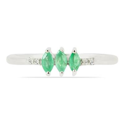 BUY 925 SILVER REAL EMERALD GEMSTONE RING