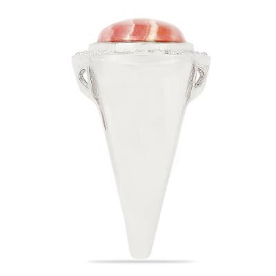 BUY NATURAL RHODOCHROSITE GEMSTONE BIG STONE RING IN STERLING SILVER