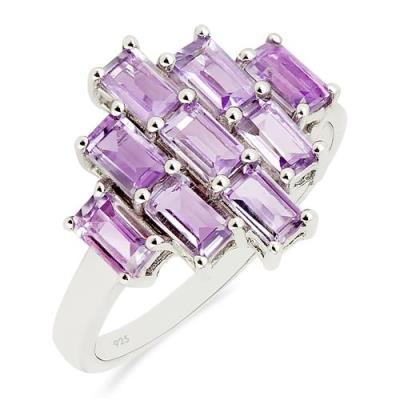 BUY 925 SILVER NATURAL PINK AMETHYST GEMSTONE CLUSTER RING