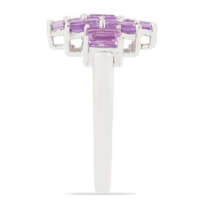 BUY 925 SILVER NATURAL PINK AMETHYST GEMSTONE CLUSTER RING
