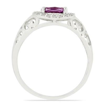 BUY NATURAL RHODOLITE GEMSTONE HALO RING IN 925 STERLING SILVER