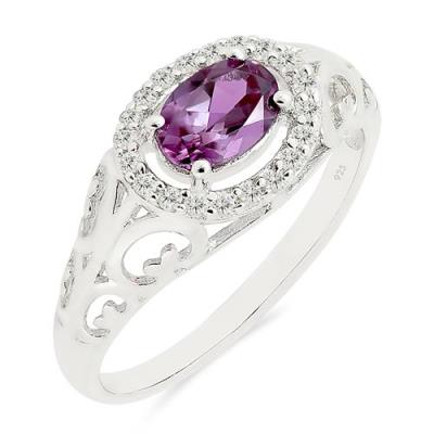 BUY NATURAL RHODOLITE GEMSTONE HALO RING IN 925 STERLING SILVER