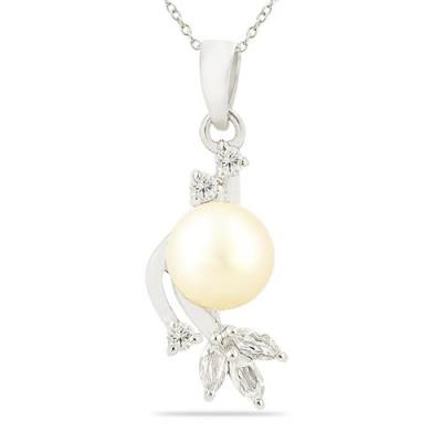 BUY NATURAL WHITE FRESHWATER PEARL GEMSTONE STYLISH PENDANT IN 925 SILVER