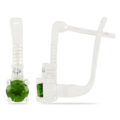 BUY STERLING SILVER NATURAL CHROME DIOPSITE GEMSTONE EARRINGS