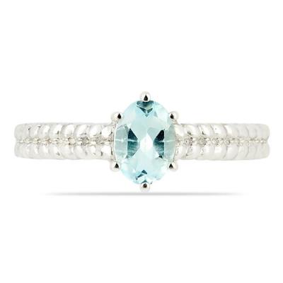 BUY 925 SILVER NATURAL SKY BLUE TOPAZ SINGLE STONE RING