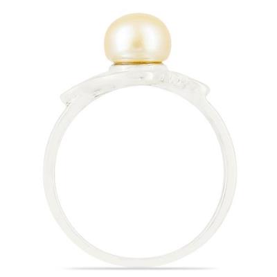 BUY REAL PEACH FRESHWATER PEARL GEMSTONE RING IN STERLING SILVER