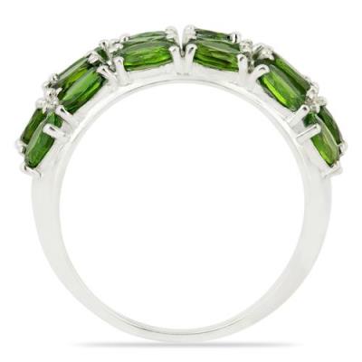 BUY STERLING SILVER NATURAL CHROME DIOPSITE GEMSTONE CLUSTER RING