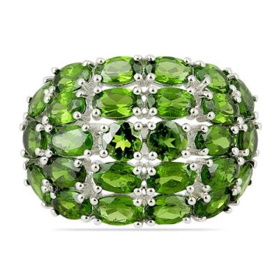 BUY STERLING SILVER NATURAL CHROME DIOPSITE GEMSTONE CLUSTER RING