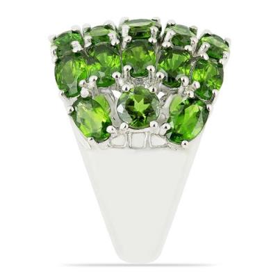 BUY STERLING SILVER NATURAL CHROME DIOPSITE GEMSTONE CLUSTER RING