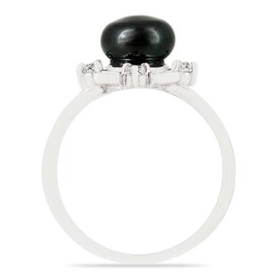 BUY NATURAL BLACK FRESHWATER PEARL GEMSTONE RING IN 925 SILVER