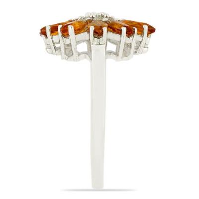 BUY NATURAL MADEIRA CITRINE FLOWER RING IN 925 STERLING SILVER