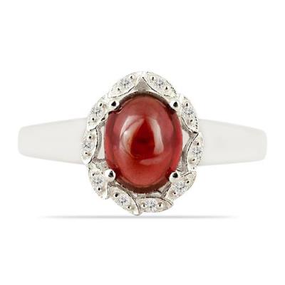 BUY NATURAL GARNET GEMSTONE HALO RING  IN 925 SILVER